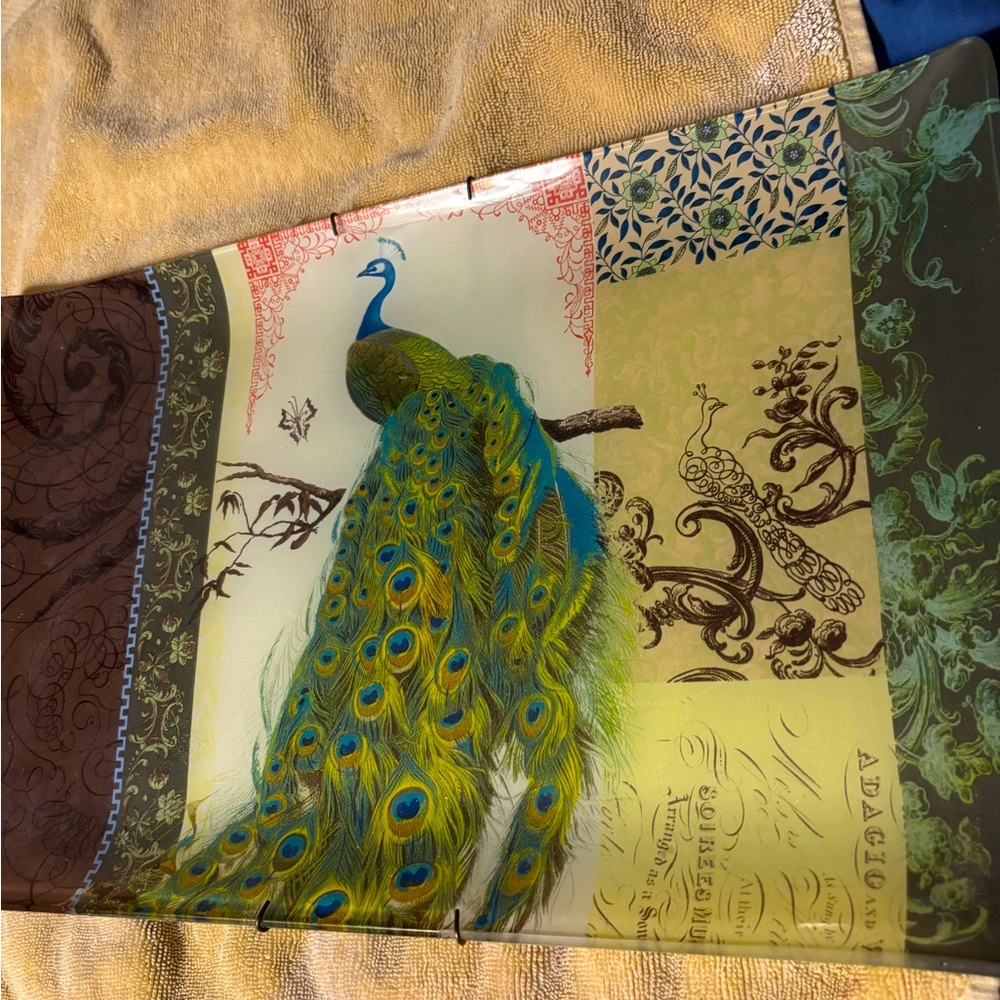 Peacock Decorative Glass Tray/ plate